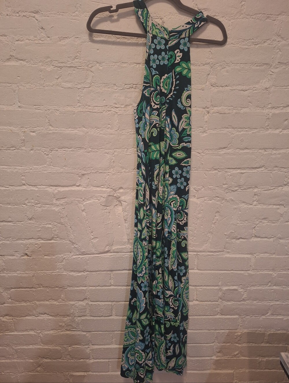 Ann Taylor Loft Green & Blue Paisley Racerback Dress
